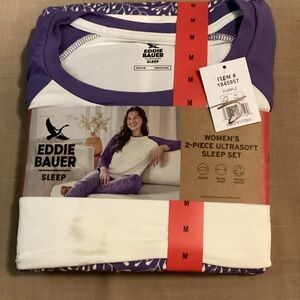 NWT Eddie Bauer Women's Purple and White Sleepwear Set